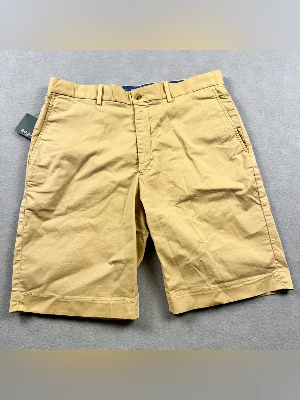 Bobby Jones Players NWT Mens Chino Golf Shorts Size 32 Yellow Straw Flat Front